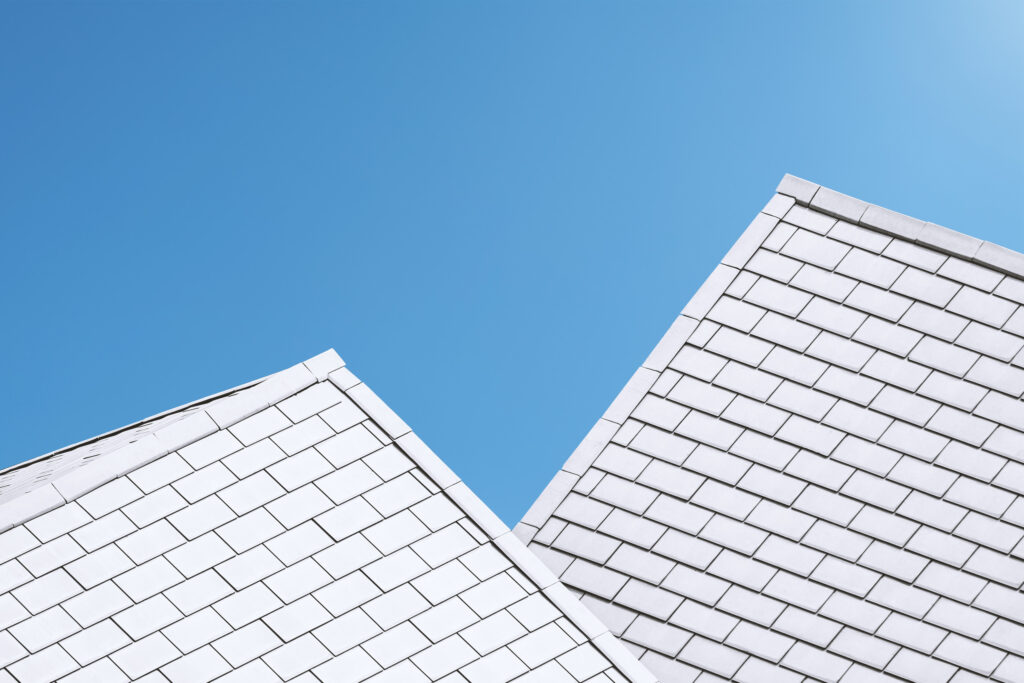 white roof against blue sky background